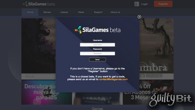 Inicio de sesión de la aplicación web de Sila Games