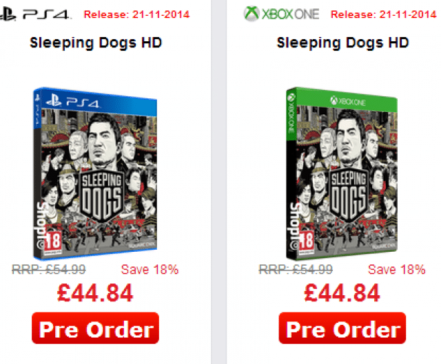 Sleeping Dogs PS4 Xbox One
