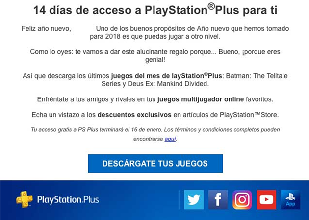 14 días de PlayStation Plus gratis