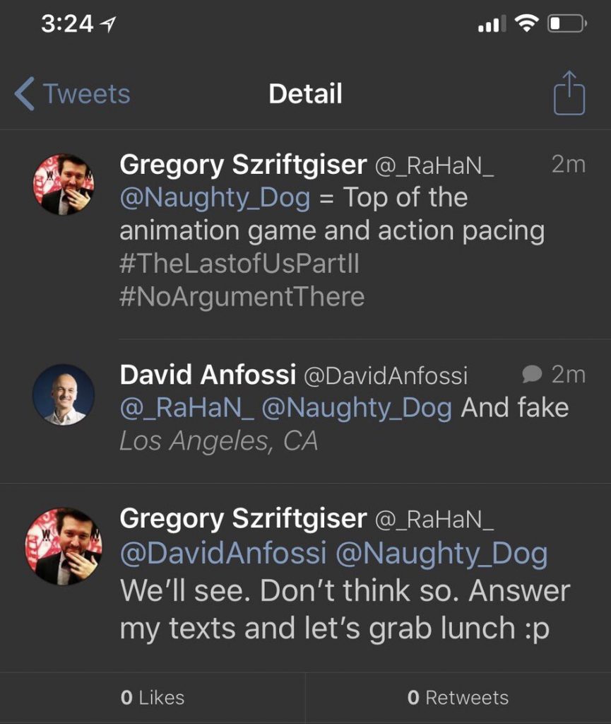 David Anfossi insinúa que las animaciones de The Last of Us 2 son falsas