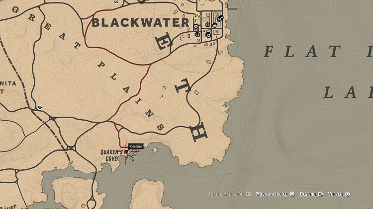 Red Dead Online Tesoro del Lago Isabella /Lake Isabella Treasure Map  Location 