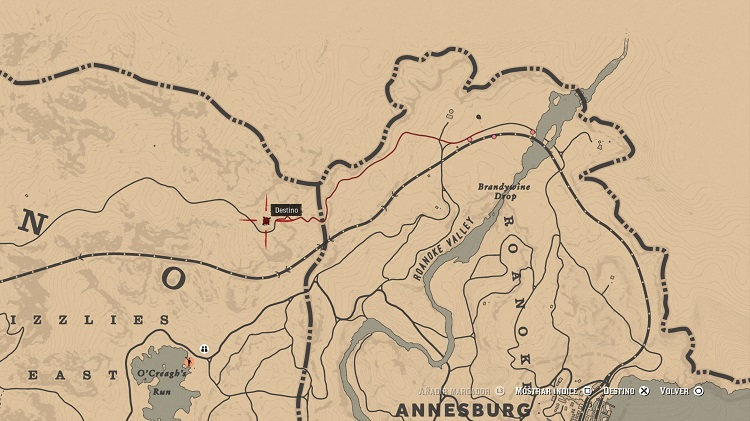 Red Dead Online Tesoro del Lago Isabella /Lake Isabella Treasure Map  Location 