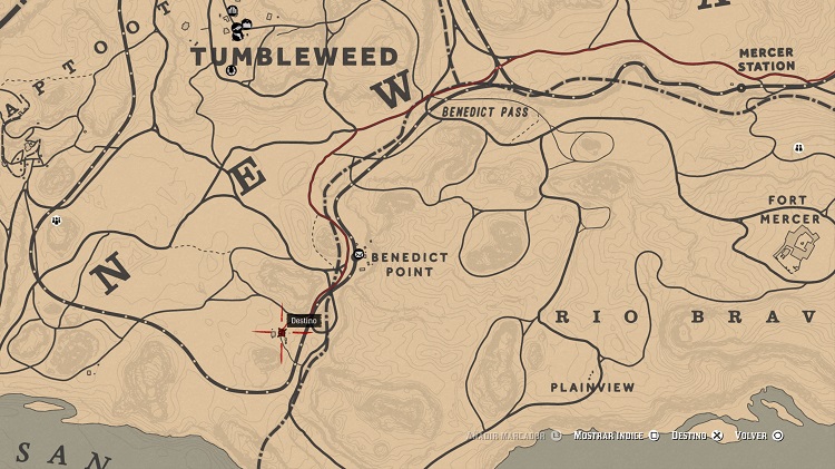 mapas del tesoro de Red Dead Online