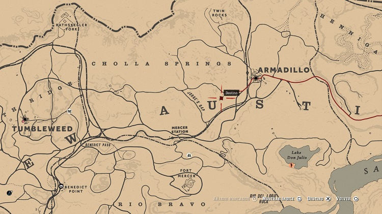 mapas del tesoro de Red Dead Online