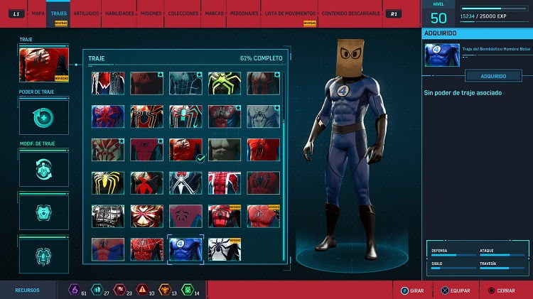 trajes de los 4 fantásticos para Spider-Man