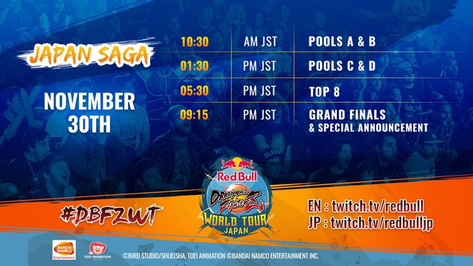 Red Bull Dragon Ball FighterZ Japan saga, horario del torneo