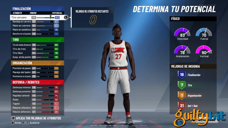 NBA 2K20 mejor jugador estadísticas