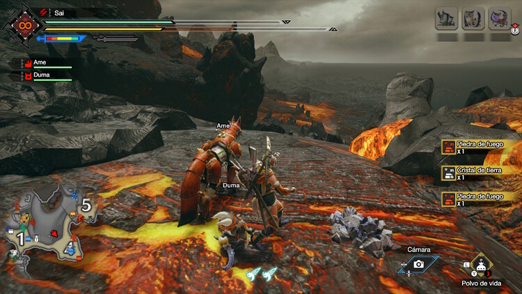 guía de minería en Monster Hunter Rise lava